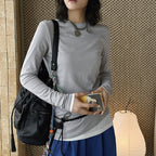 Slim fit round neck long sleeve base layer top