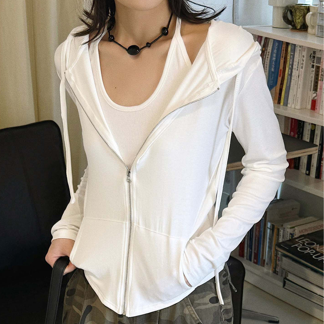 Women’s Slim Fit Hooded Zip-Up Cardigan Jacket