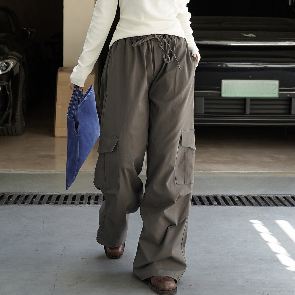 American street elastic drawstring cargo pants