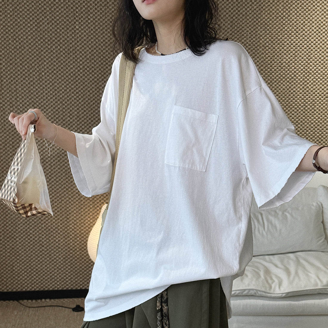 Oversized Cotton Pocket T-Shirt