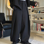 High waist loose fit structured wide leg pants