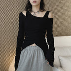 Women’s Asymmetric Cold Shoulder Long Sleeve Top
