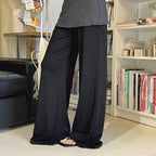 Extremely simple style non removable striped layered casual pants