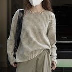 Simple striped loose round neck T-shirt top