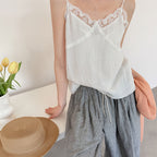 Women’s Linen-Blend Lace Trim Camisole
