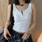 American retro button down sleeveless vest tank top