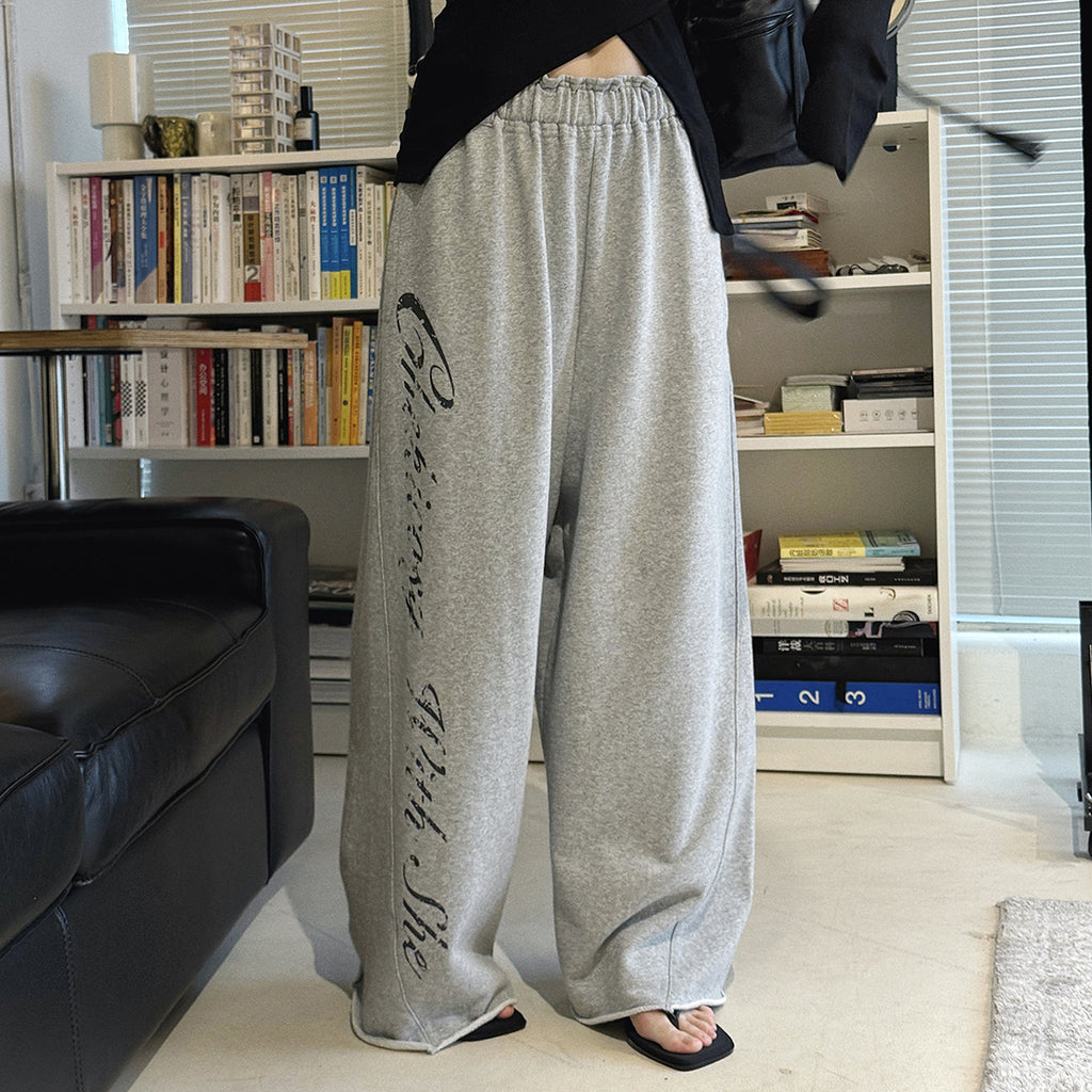 Women’s Oversized Wide Leg Sweatpants with Letter Print