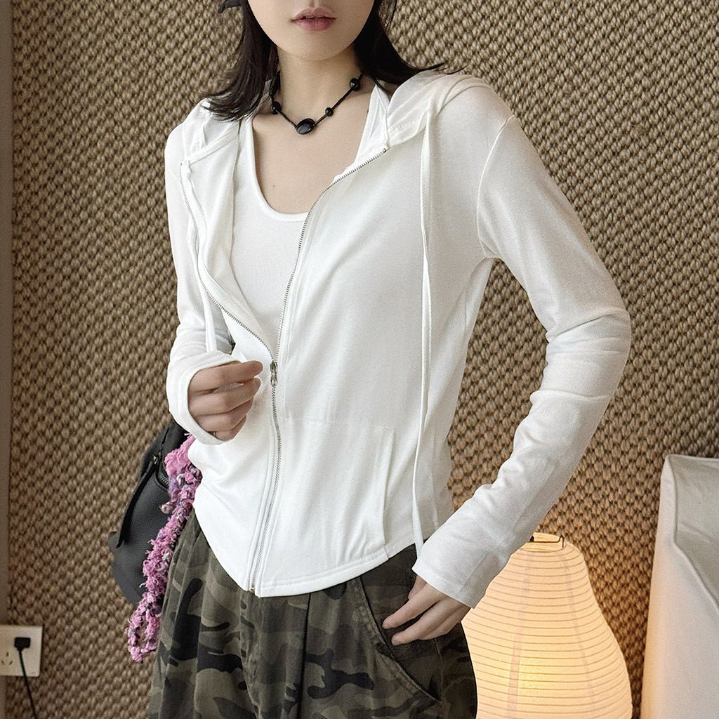 Women’s Slim Fit Hooded Zip-Up Cardigan Jacket