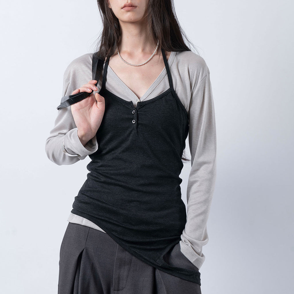 Thin strap hanging neck Tencel suspender top