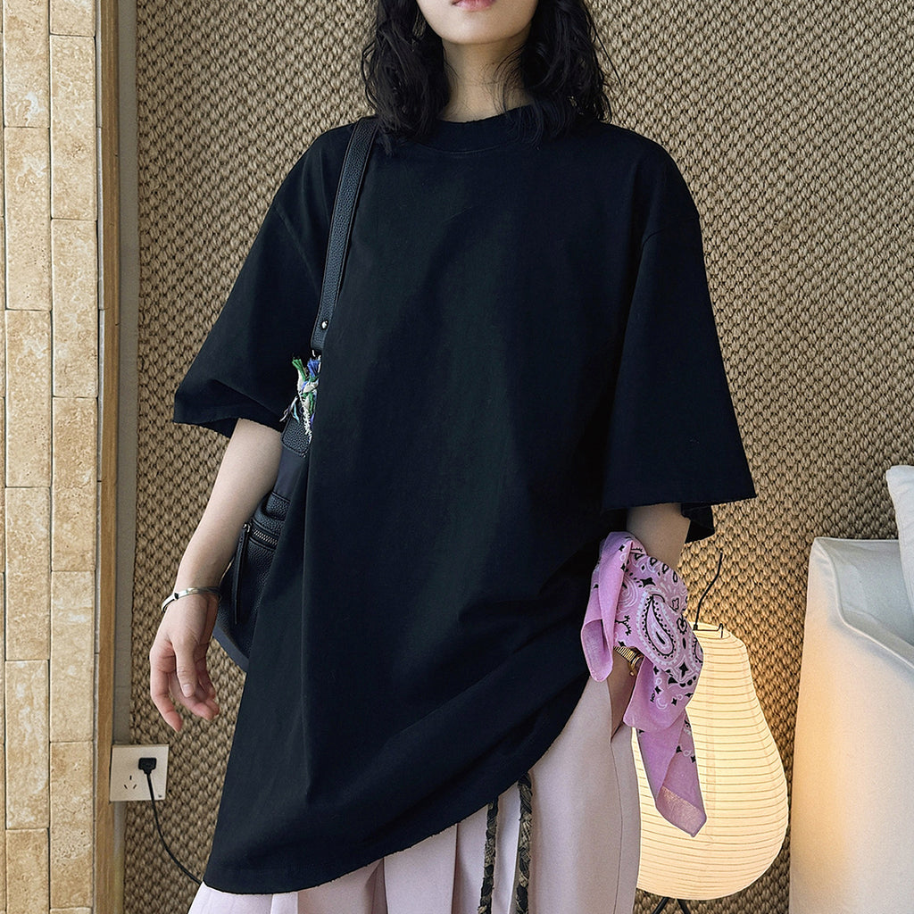 Loose fit round neck short sleeve oversized t shirt