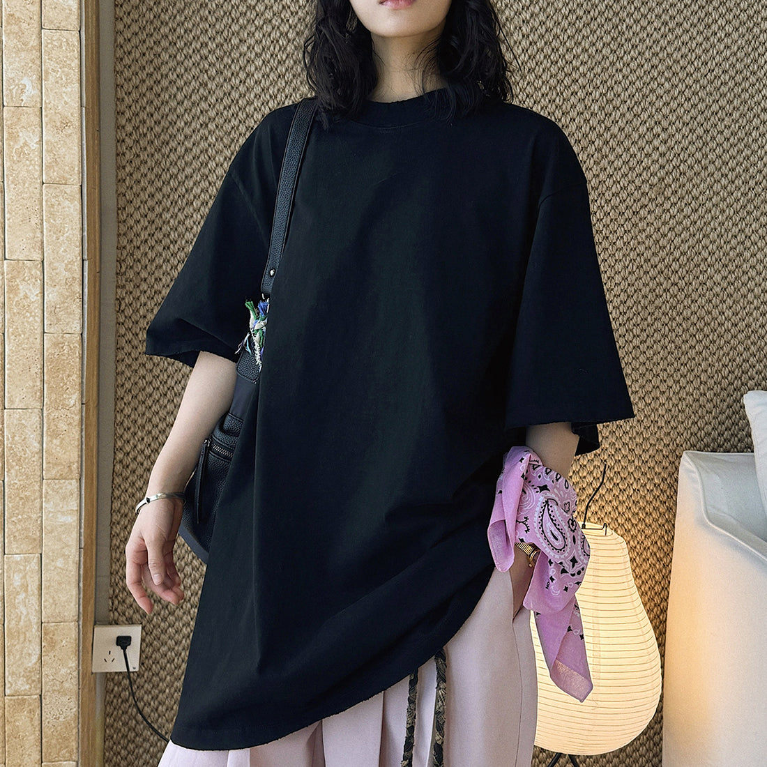 Loose fit round neck short sleeve oversized t shirt