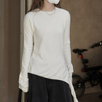 Asymmetric curved strap slim fit top