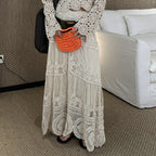 Bohemian hollow knitted half body A-line maxi skirt
