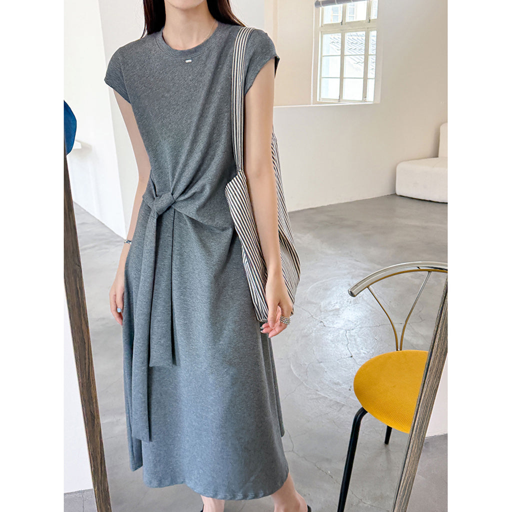 Women’s Knot-Waist Short-Sleeve Midi Dress