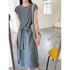 Women’s Knot-Waist Short-Sleeve Midi Dress