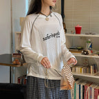 Striped contrasting letter printed T-shirt top