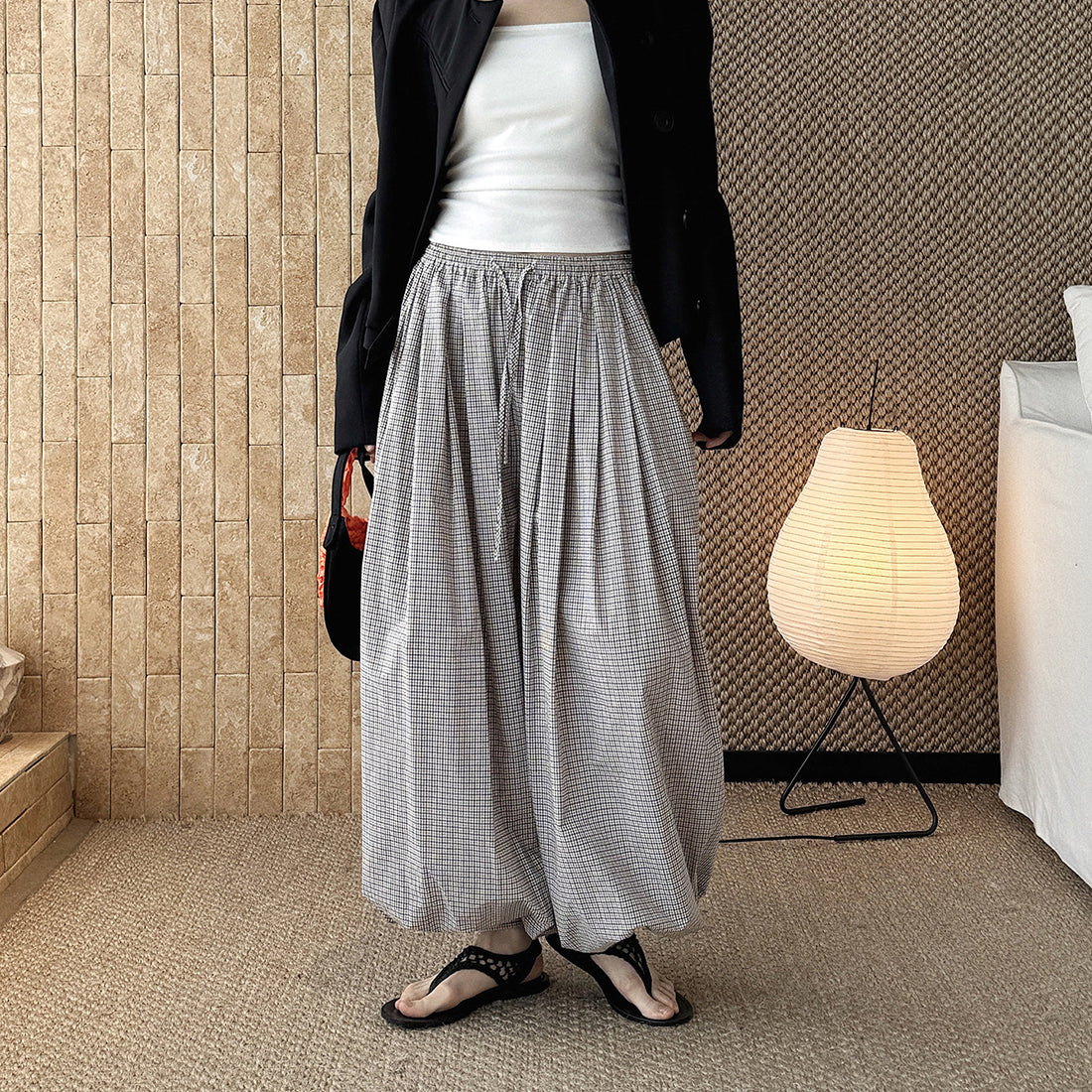 Decorative Balloon Pants Buttoned Cuffed Pants