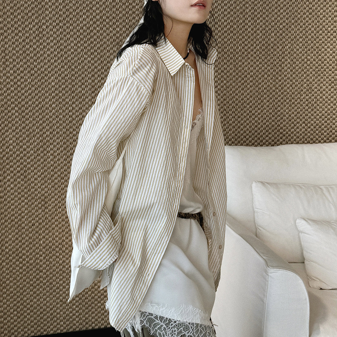Oversized Cotton Striped Shirt
