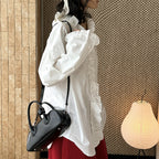 Loose nail bead rose border patchwork shirt