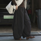 Minimally spliced high waisted fleece loose pants