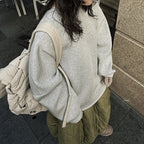 Casual round neck air layer slimming long sleeved sweatshirt