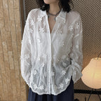 floral loose and long sleeve button up shirt