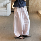High waist cotton linen balloon pants loose casual wide leg trousers