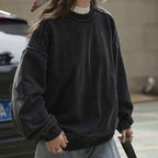 Simple brushed silhouette pullover loose and comfortable sweatshirt