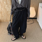Loose fit high waist draped cuffed pants