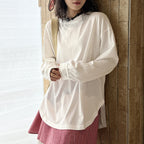 loose fit long sleeve t shirt basic cotton blend crew neck casual top