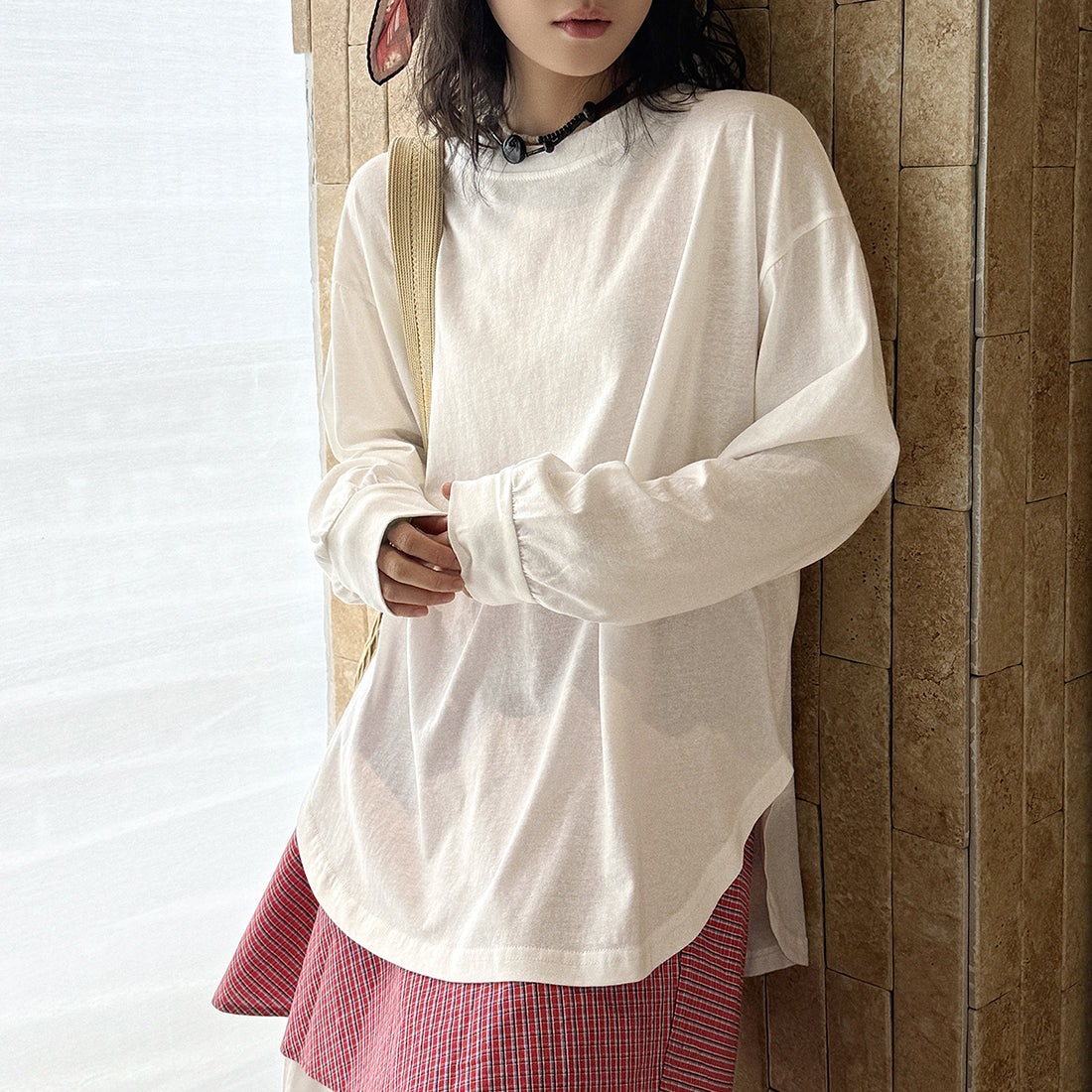 loose fit long sleeve t shirt basic cotton blend crew neck casual top