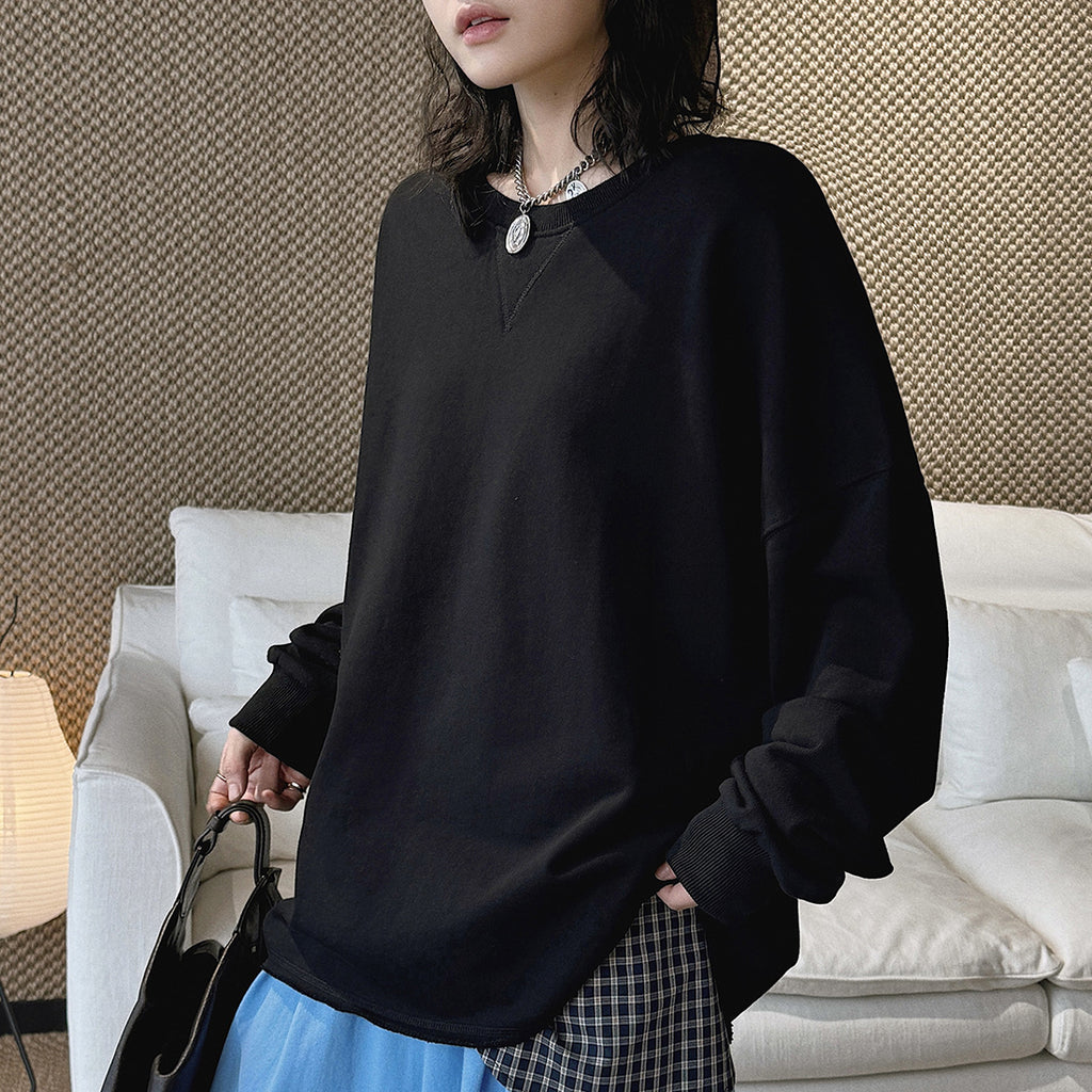 oversized long sleeve sweatshirt cotton loose fit crew neck pullover casual top