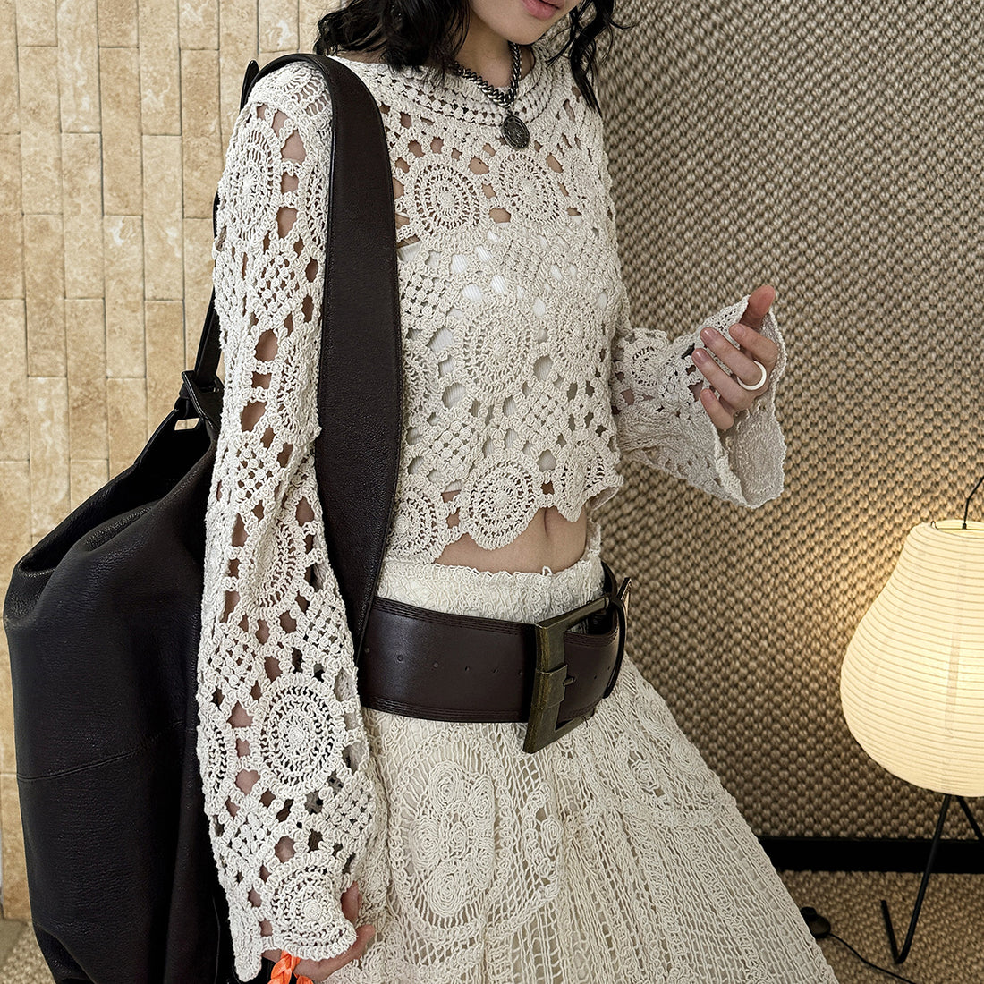 Bohemian hollowed out slimming knitted top