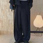 High waist loose fit structured wide leg pants