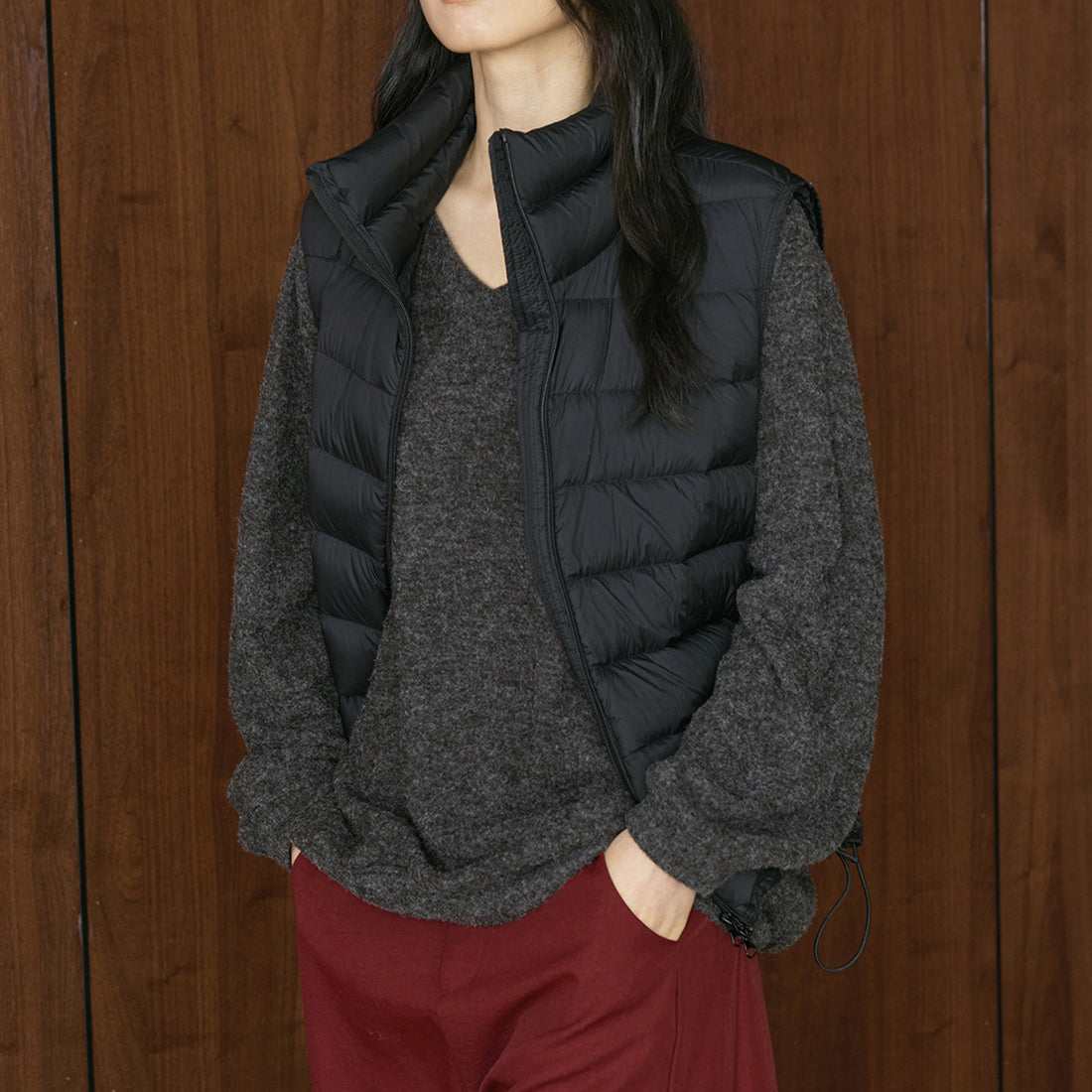 Retro V-neck plush knitted long sleeved loose sweater top