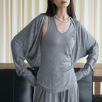 Curved short slim fit cardigan top
