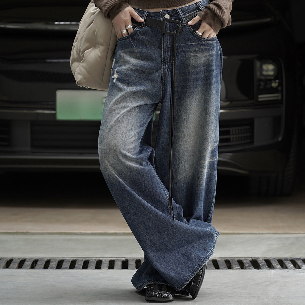 Retro ripped slim casual pants jeans