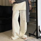 High-waisted Tencel cotton wide-leg pants in relaxed draped silhouette