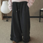 High waisted lotus leaf edge loose wide leg pants