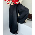 American retro fleece warm loose jeans