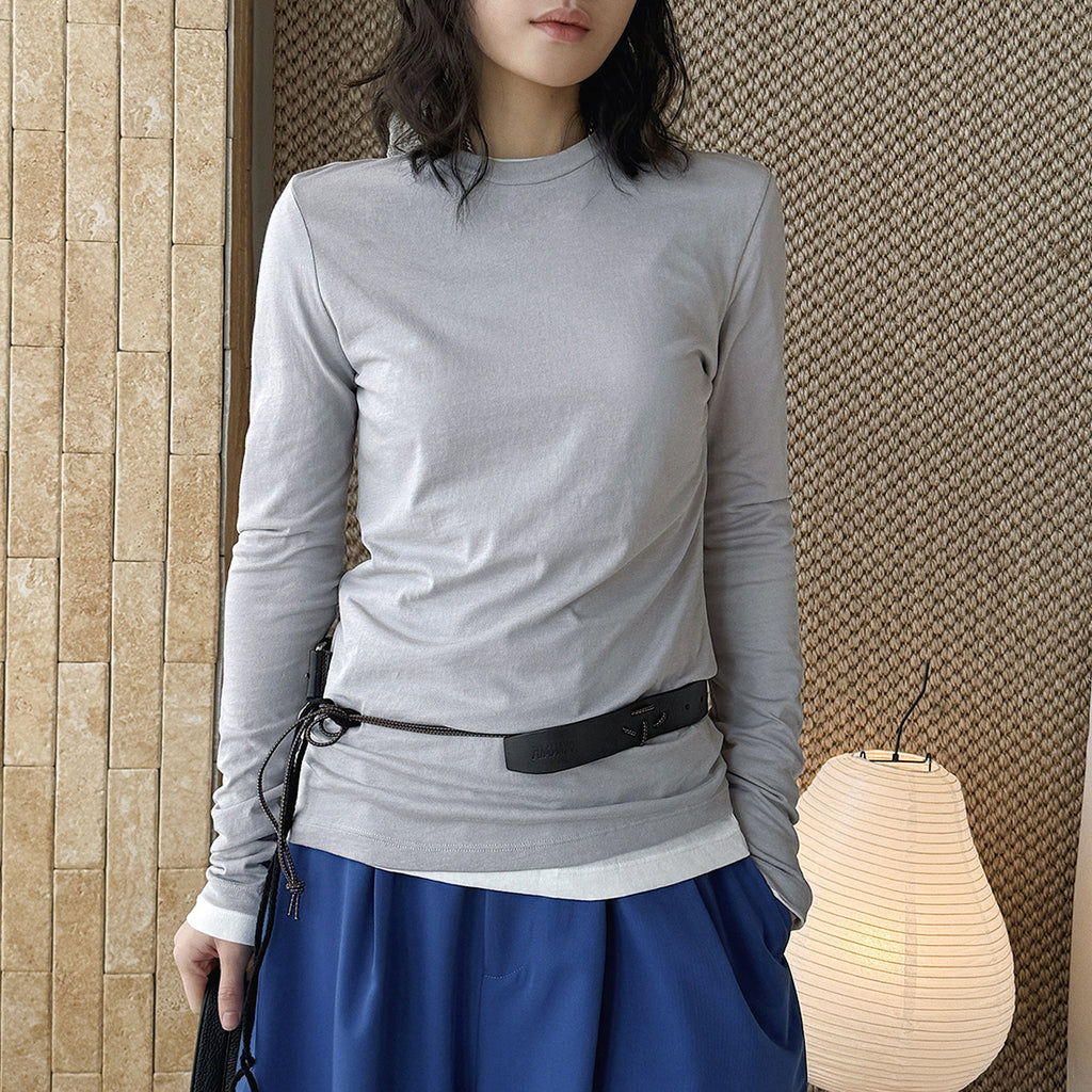 Slim fit round neck long sleeve base layer top