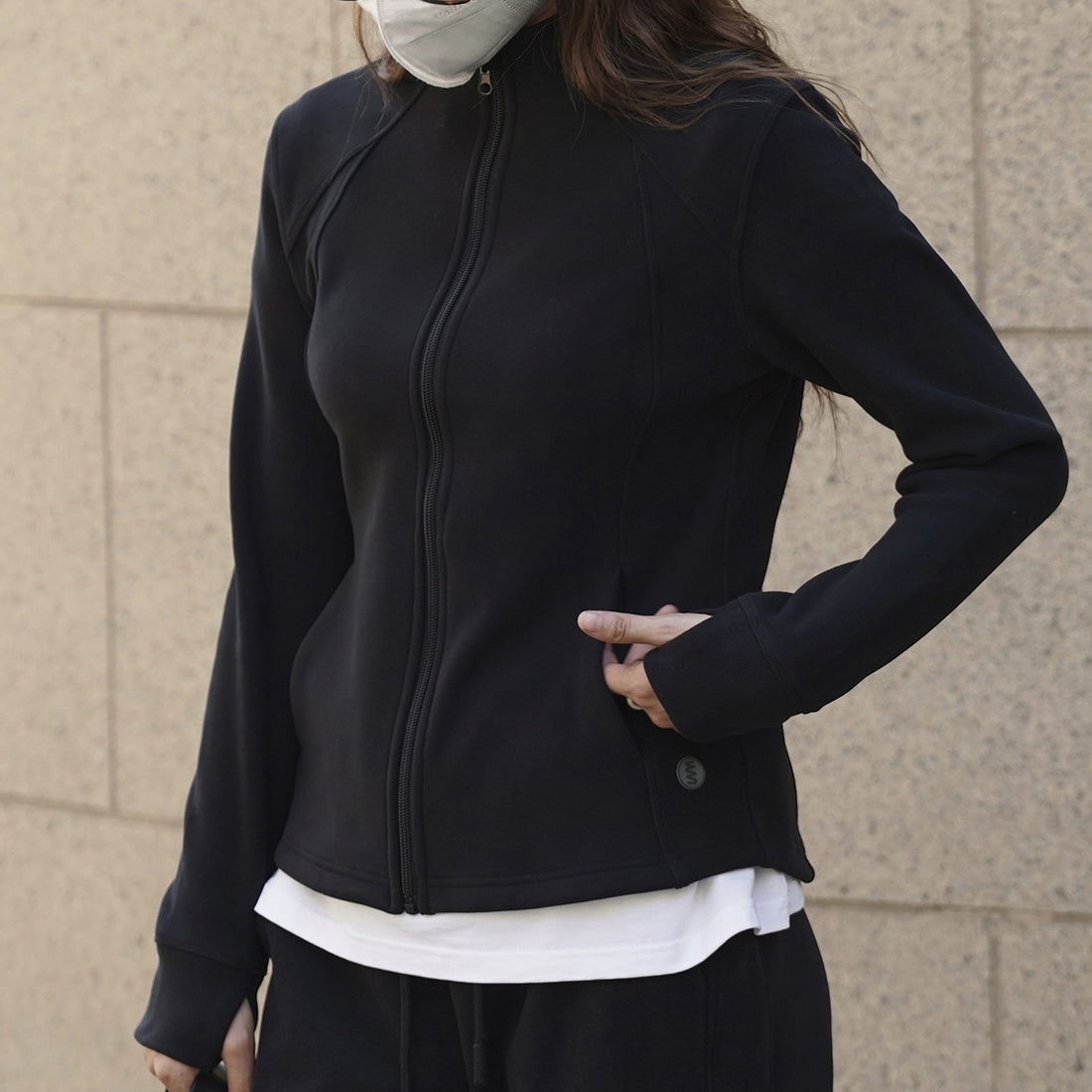 Simple Sporty Stand-up Collar Patchwork Jacket Slim Fit Short Outerwear