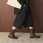 Simple elastic waistband clip cotton concealed grid casual loose pants