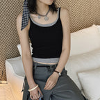 layered tank top slim fit stretchy camisole contrast trim sleeveless top