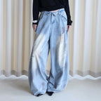 American retro ripped wide leg jeans