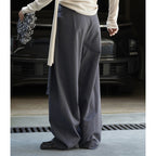 Retro slanted placket belt strap casual loose slimming pants