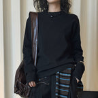 Round neck and plush loose fitting pullover T-shirt