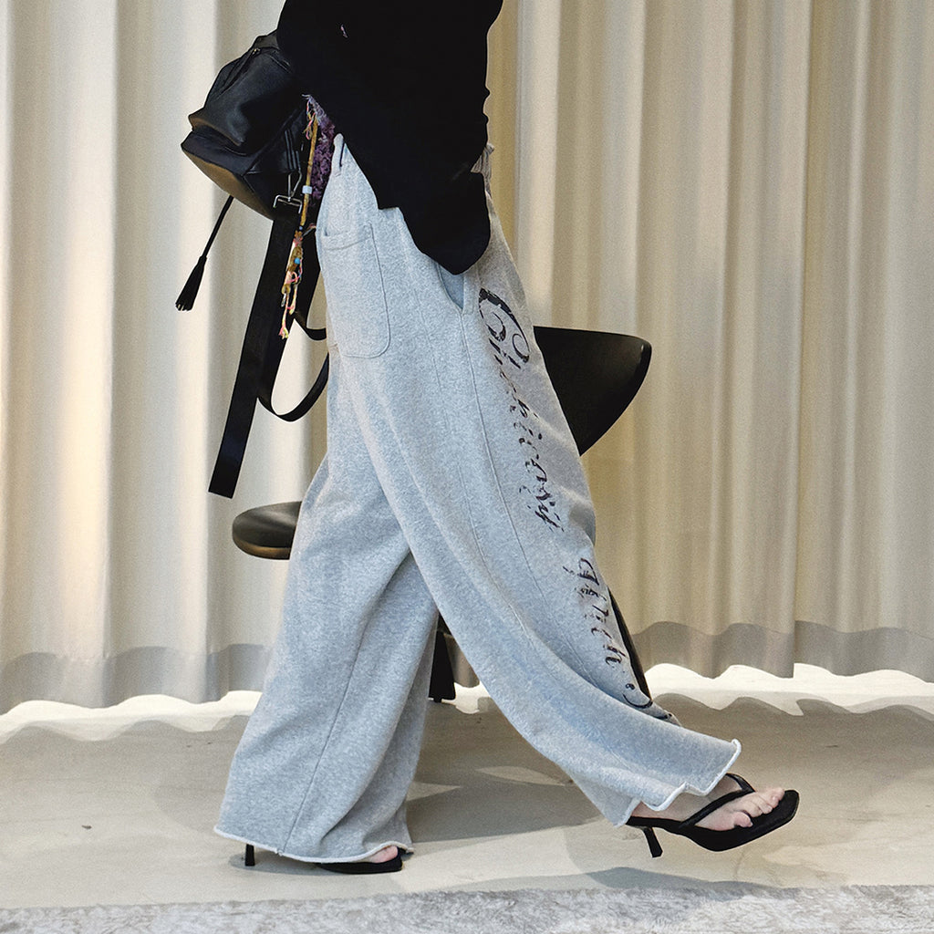 Women’s Oversized Wide Leg Sweatpants with Letter Print