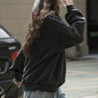 Simple brushed silhouette pullover loose and comfortable sweatshirt