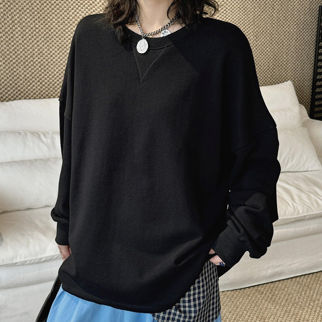 oversized long sleeve sweatshirt cotton loose fit crew neck pullover casual top